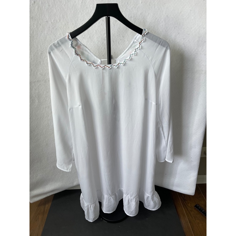 Palisades Beach Club White Tassel V-Back Cover Up Dress XL JCP17228